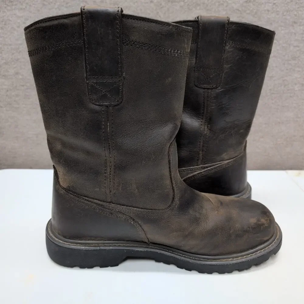 Wolverine Floorhand Wellington Men's Brown Leather Boots Steel Toe Size 8.5
